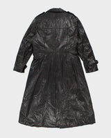 Vintage Y2K Brown Leather Lightweight Overcoat - M