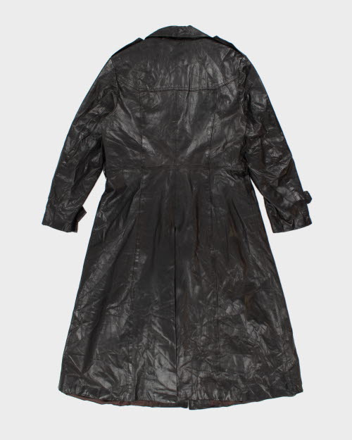 Vintage Y2K Brown Leather Lightweight Overcoat - M