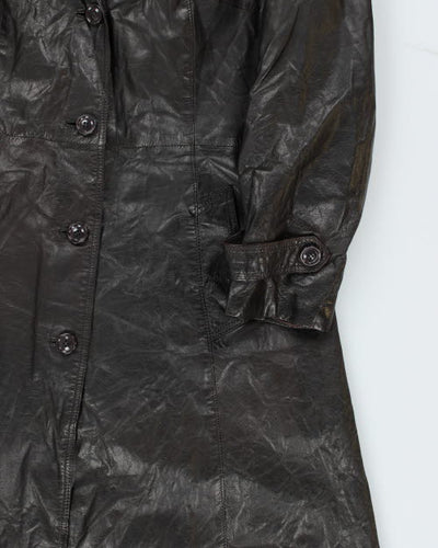 Vintage Y2K Brown Leather Lightweight Overcoat - M
