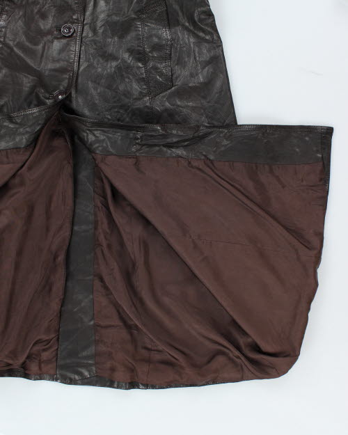 Vintage Y2K Brown Leather Lightweight Overcoat - M