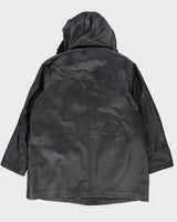 Vintage Oversized Heavyweight Hooded Leather Jacket - M