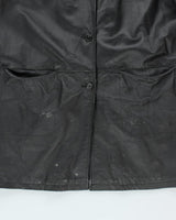 Vintage Oversized Heavyweight Hooded Leather Jacket - M