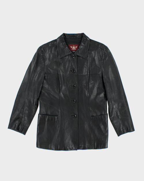 Vintage Y2K Button Up Leather Jacket - XL