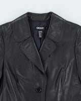 Vintage Y2K DKNY Leather Double Breasted Blazer - XS