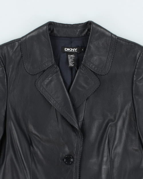Vintage Y2K DKNY Leather Double Breasted Blazer - XS