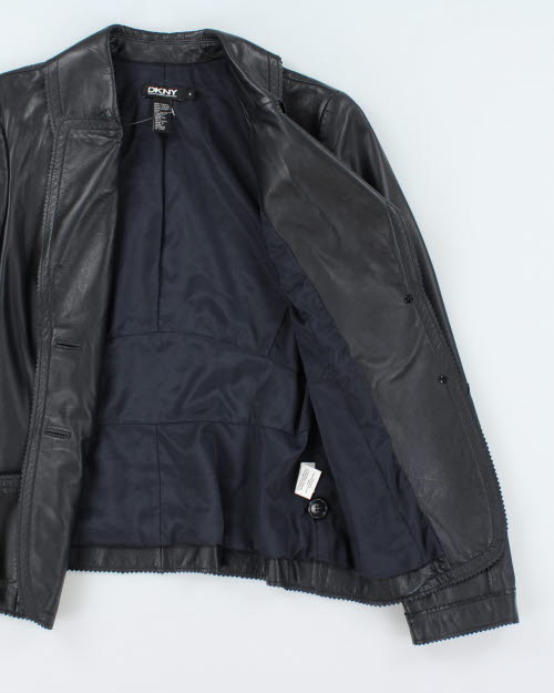 Vintage Y2K DKNY Leather Double Breasted Blazer - XS
