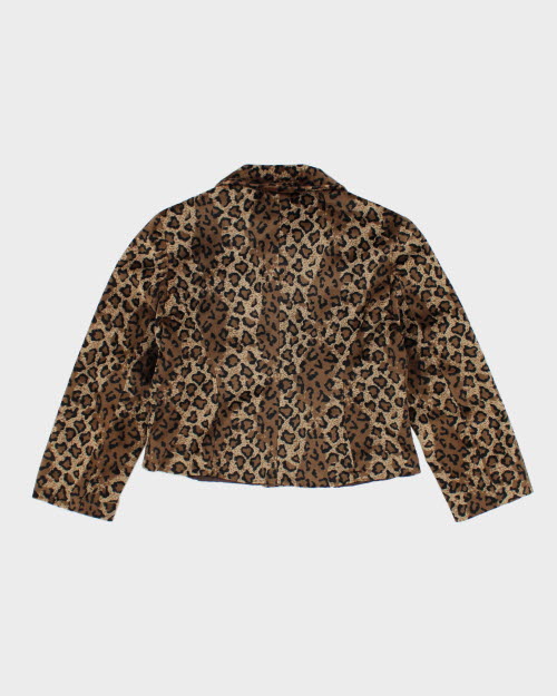 Vintage 90s Leopard Print Blazer Jacket - S