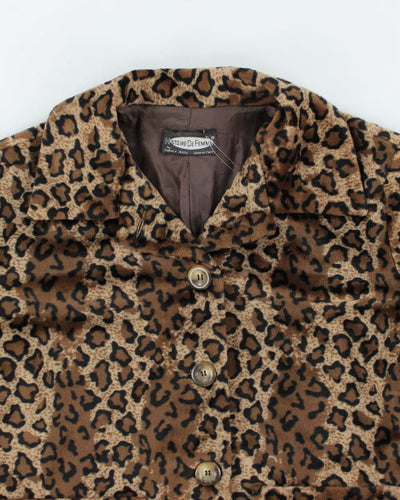 Vintage 90s Leopard Print Blazer Jacket - S