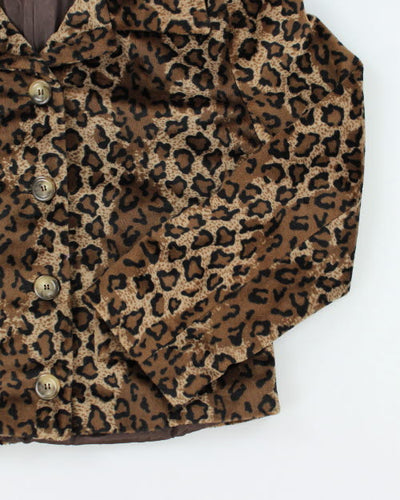 Vintage 90s Leopard Print Blazer Jacket - S