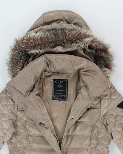 Vintage Women's Guess Quilted Hooded Jacket - M