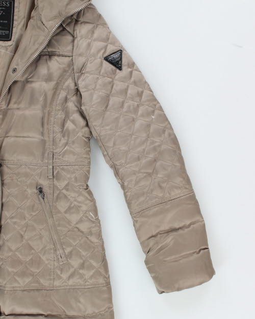 Vintage Women's Guess Quilted Hooded Jacket - M