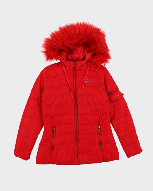 Vintage Women's Guess Quilted Hooded Jacket - XS