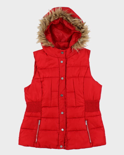 Vintage Y2K Women's Guess Quilted Hooded Gilet - XL