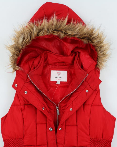 Vintage Y2K Women's Guess Quilted Hooded Gilet - XL