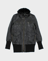 Vintage Burberry Blue Label Faux Fur Collar Biker Jacket - M