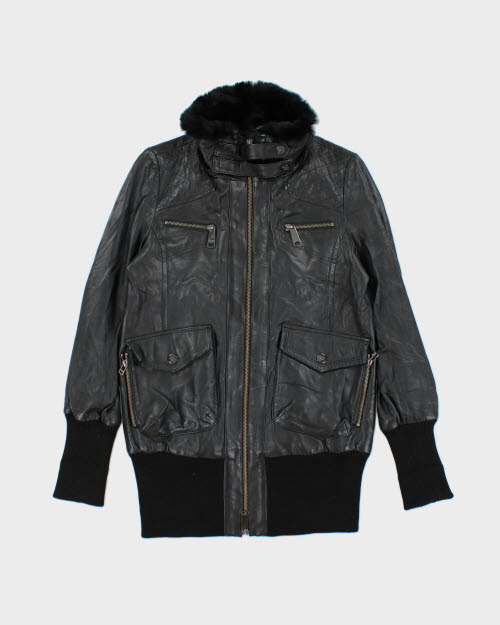 Vintage Burberry Blue Label Faux Fur Collar Biker Jacket - M