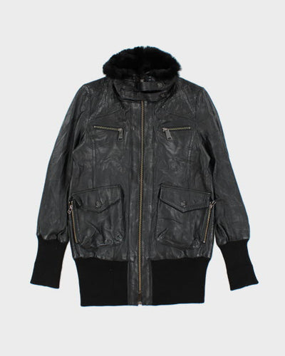 Vintage Burberry Blue Label Faux Fur Collar Biker Jacket - M