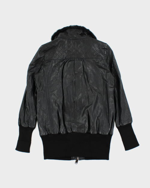 Vintage Burberry Blue Label Faux Fur Collar Biker Jacket - M