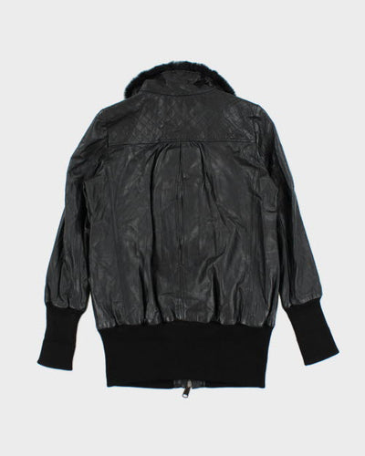 Vintage Burberry Blue Label Faux Fur Collar Biker Jacket - M