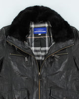 Vintage Burberry Blue Label Faux Fur Collar Biker Jacket - M