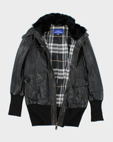 Vintage Burberry Blue Label Faux Fur Collar Biker Jacket - M
