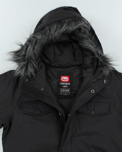 Vintage Y2K Women's Ecko Faux Fur Hooded Jacket - XL
