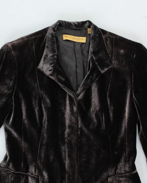 Vintage Donna Karen Velvet Long Coat - S