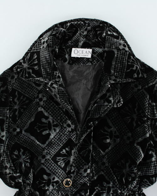 Y2k 00 Ocean Velour Puffer Jacket - L