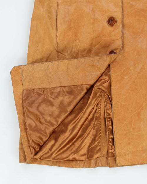 Vintage Whet Blu Long Leather Jacket - M