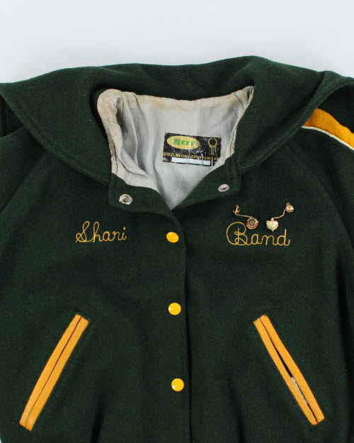 Vintage 80's Women's Embroidered Varsity Jacket - S