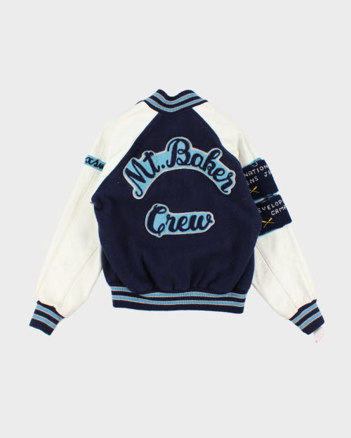 Vintage 80's Embroidered Leather Varsity Jacket - M