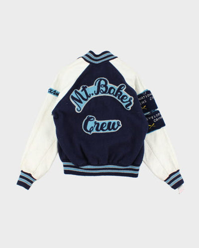 Vintage 80's Embroidered Leather Varsity Jacket - M