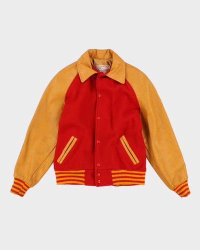 Vintage 70's Heavyweight Leather Varsity Jacket - M