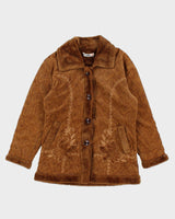 Vintage Aurora Suede Fur Lined Embroidered Jacket - M