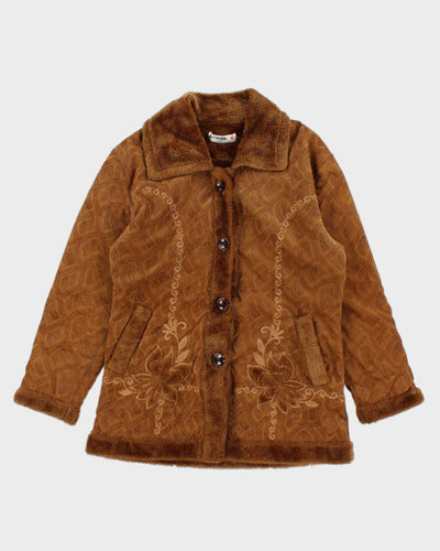 Vintage Aurora Suede Fur Lined Embroidered Jacket - M