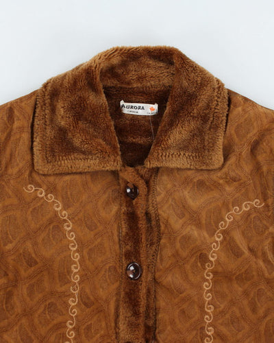 Vintage Aurora Suede Fur Lined Embroidered Jacket - M