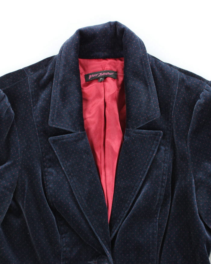 Y2k 00s Betsey Johnson Polka Dot Velour Blazer - S
