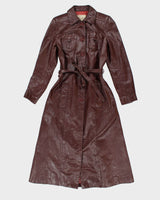 Vintage Long Red Leather Jacket - S