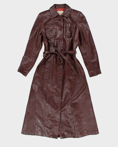 Vintage Long Red Leather Jacket - S