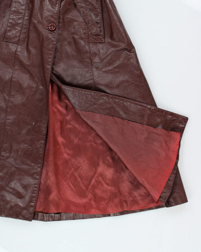 Vintage Long Red Leather Jacket - S