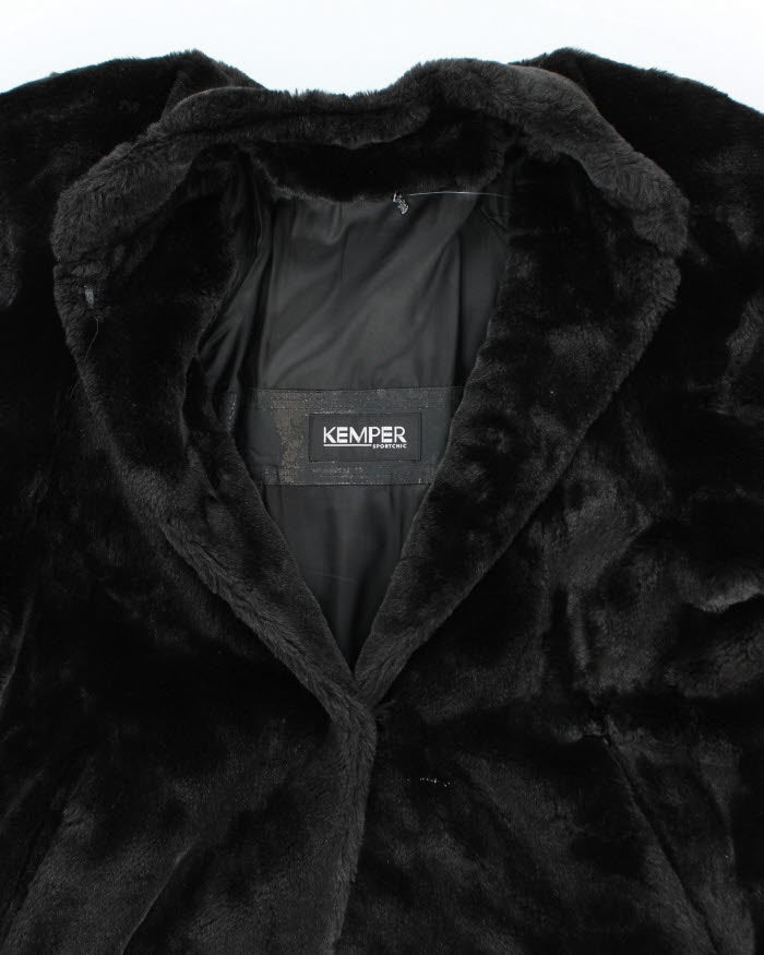 Kemper Long Black Faux Fur Coat - L