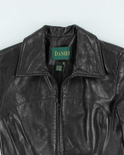Danier Women's Black Leather Jacket - S
