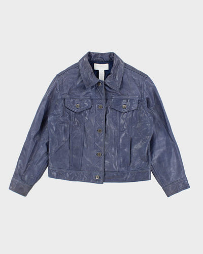 Vintage 90s Liz Claiborne Blue Leather Jacket - M