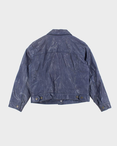 Vintage 90s Liz Claiborne Blue Leather Jacket - M