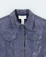 Vintage 90s Liz Claiborne Blue Leather Jacket - M