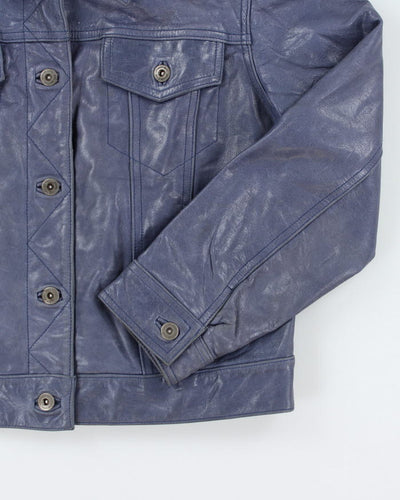 Vintage 90s Liz Claiborne Blue Leather Jacket - M