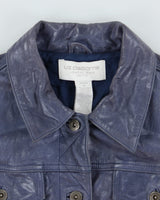 Vintage 90s Liz Claiborne Blue Leather Jacket - M