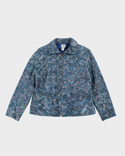 Y2k 00s Chicos Sparkly Blue Leather Jacket - M