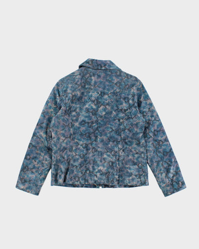 Y2k 00s Chicos Sparkly Blue Leather Jacket - M