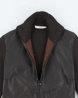 Vintage Prada Leather Knit Jacket - S